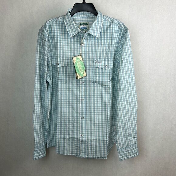 Sendero Provision Co Confluence Tech Shirt Sz XL Blue White Long Sleeve Snap But - Picture 1 of 8